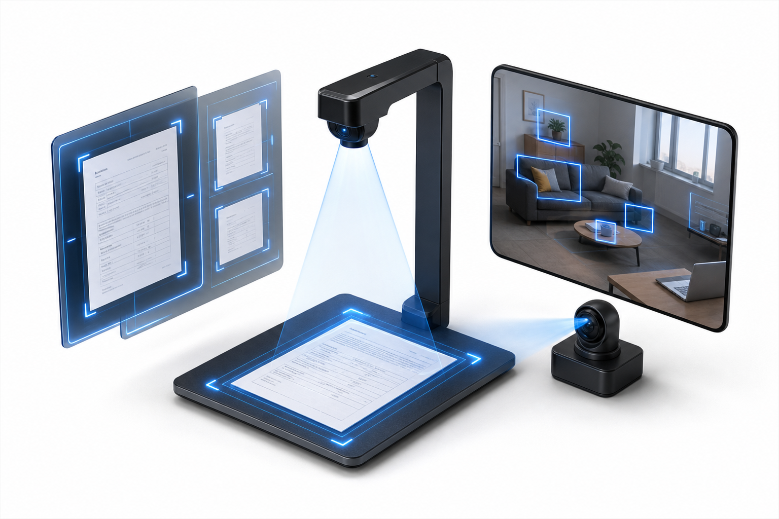 3D computer vision scanning camera feeds and documents