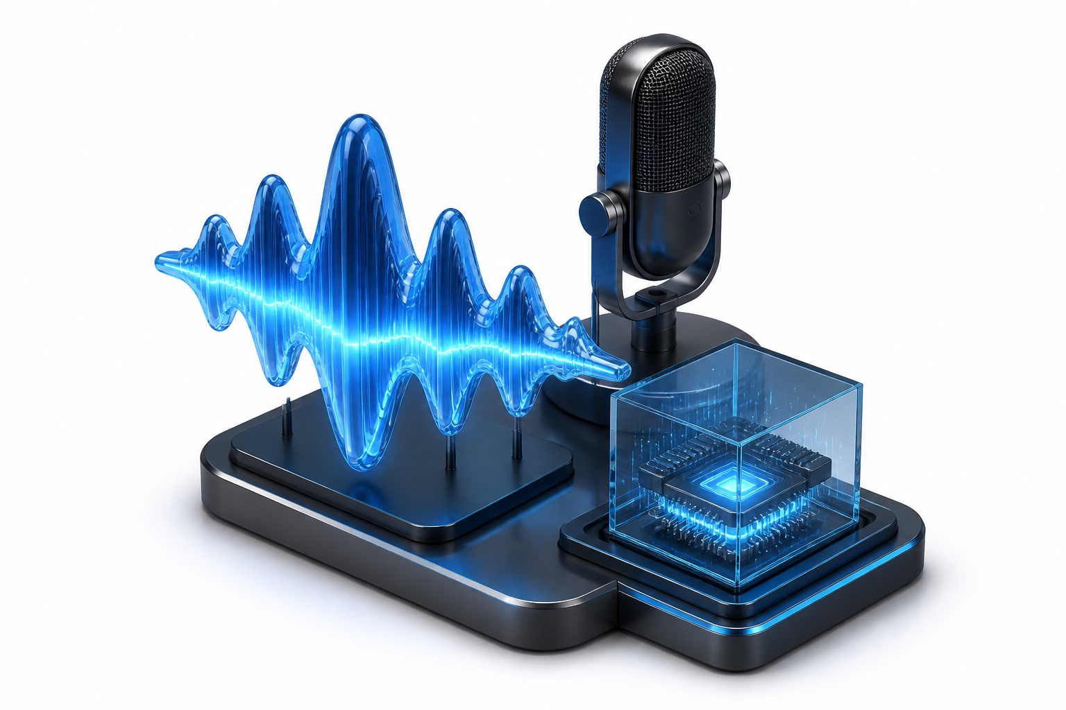 3D Voice AI with microphone and sound-wave core